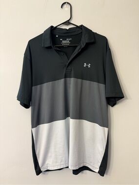 Under Armour Men’s Black Gray White Blocked Polo